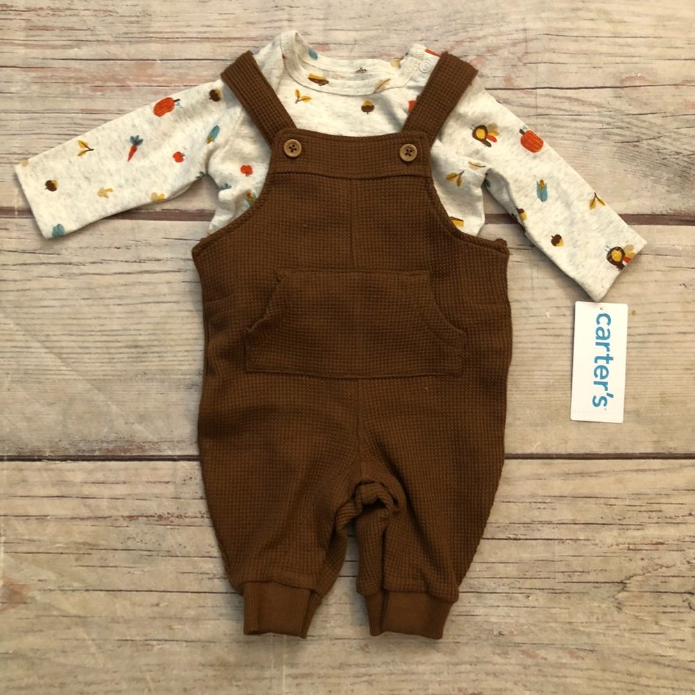 Carter's Baby Boy Autumn Harvest Overalls, Size Newborn, Brand New with Tags!